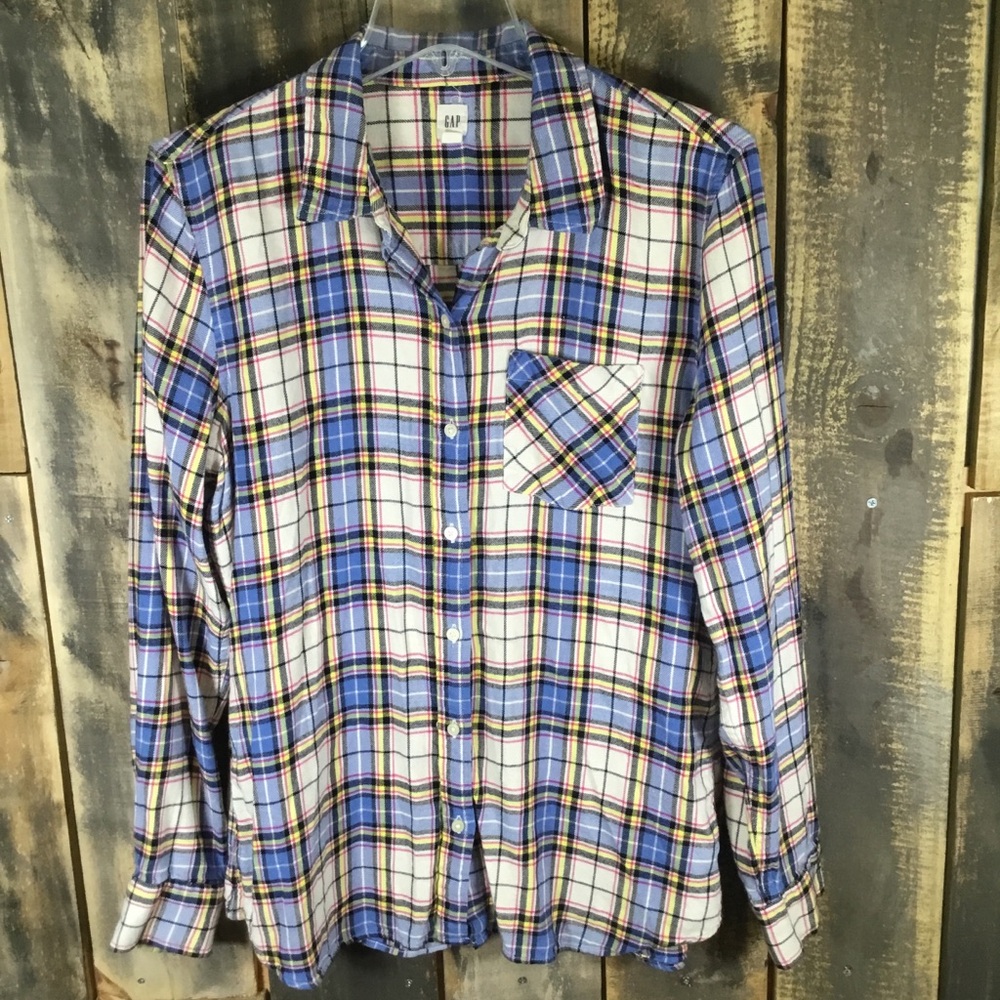 Gap long sleeve button down flannel shirt women’s size large